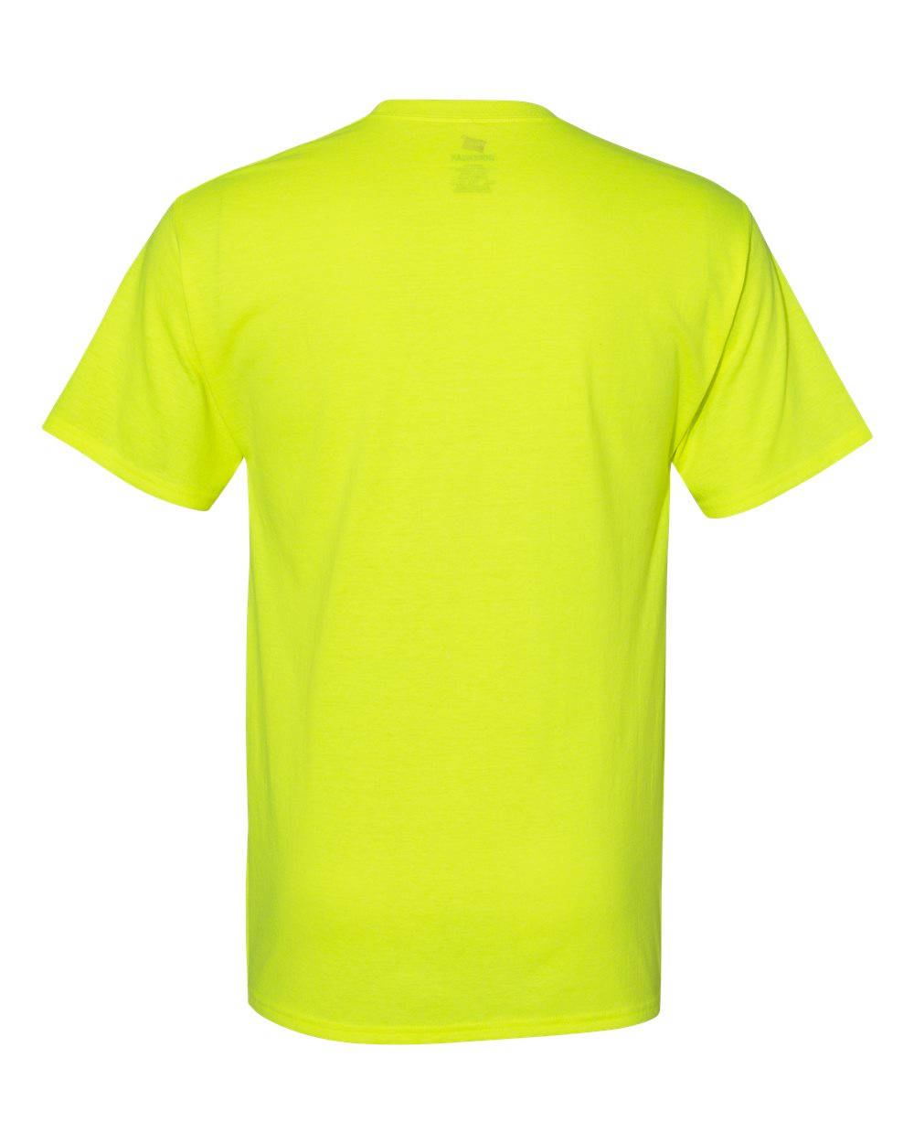 Rear View of Safety Green Workwear Pocket T-Shirt - W110