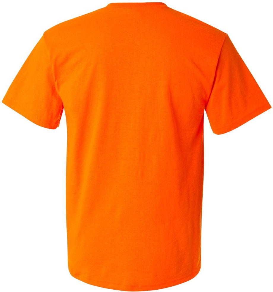 Rear View of Safety Orange Dri-Power® 50/50 Pocket T-Shirt - 29MPR