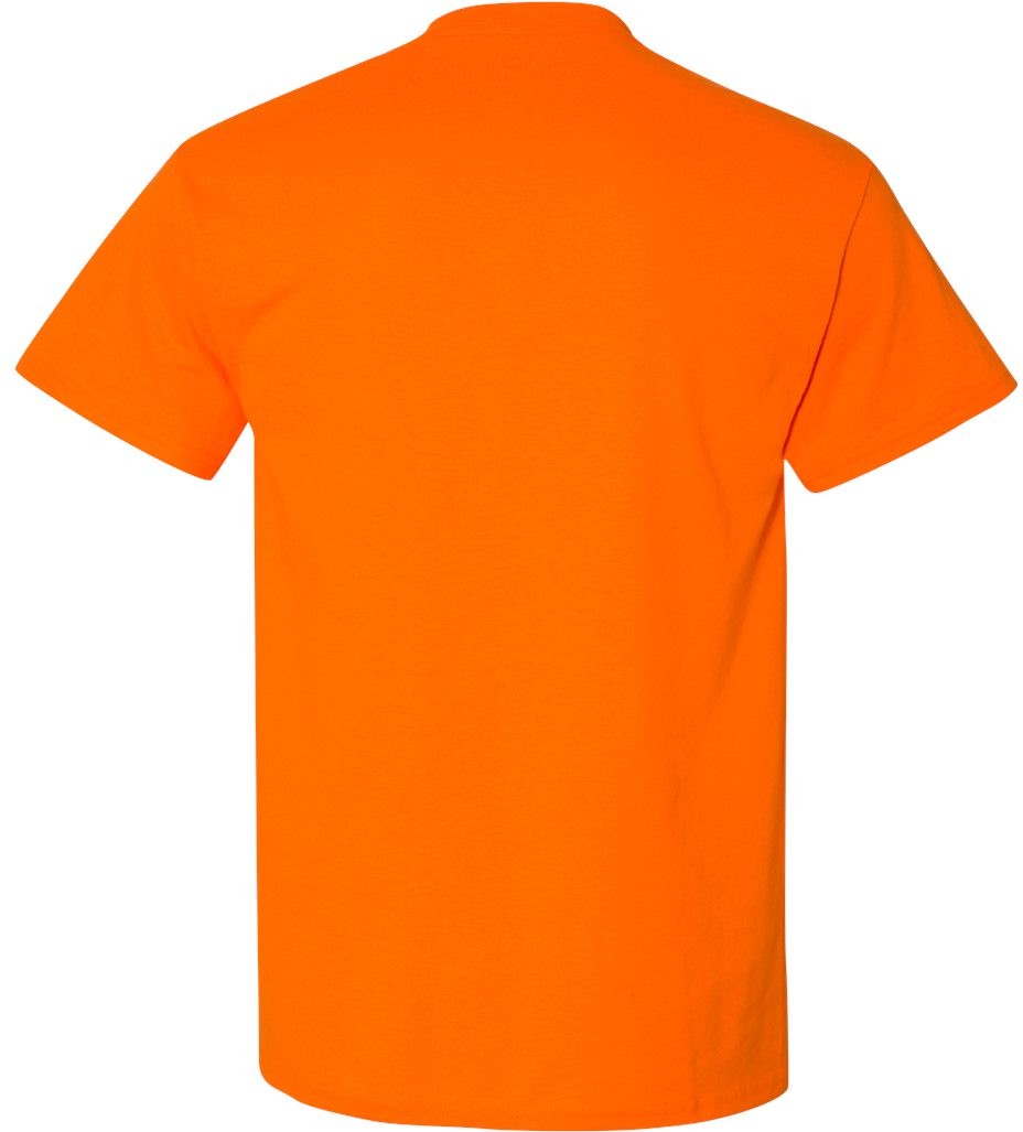 Rear View of Safety Orange DryBlend® Pocket T-Shirt - 8300