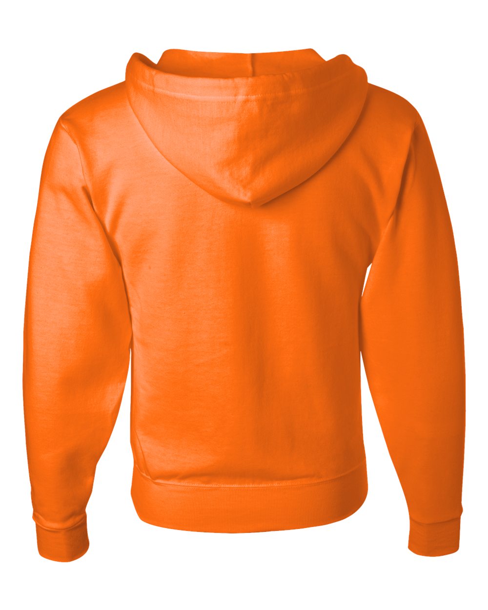 Rear View of Safety Orange NuBlend® Full-Zip Hooded Sweatshirt - 993MR