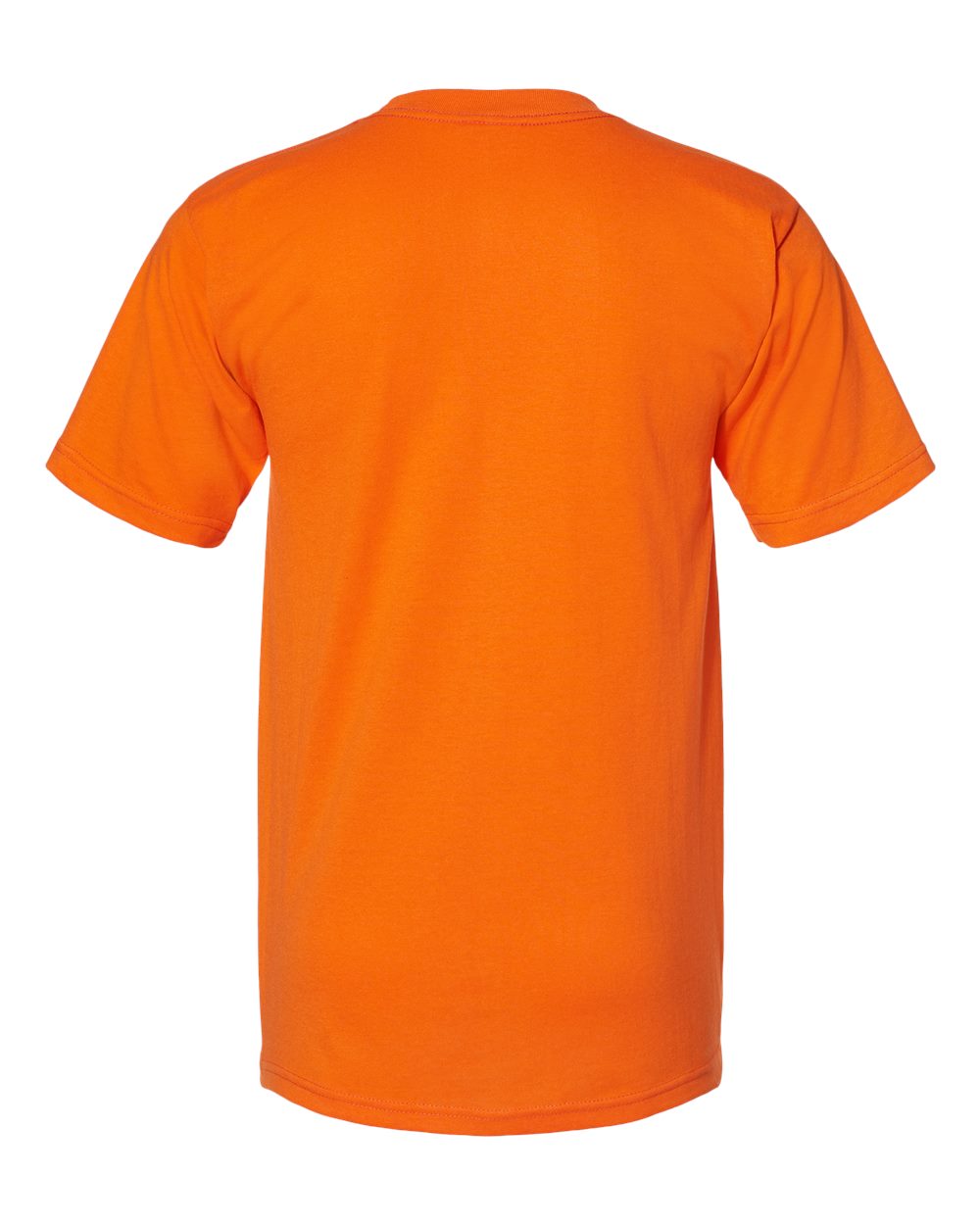 Rear View of Safety Orange USA-Made 50/50 Pocket T-Shirt - 1725