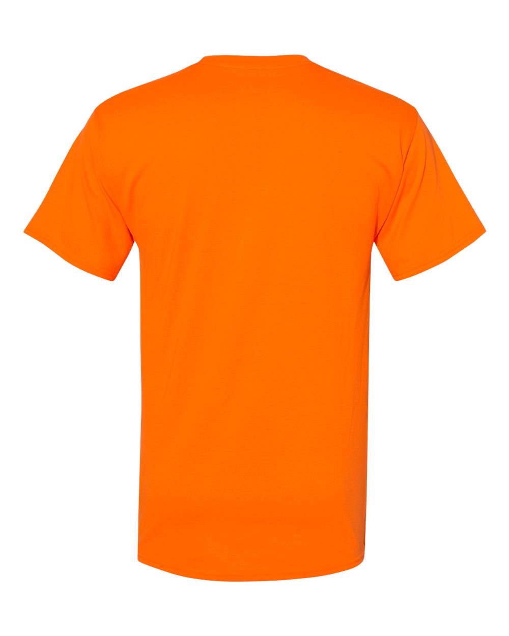 Rear View of Safety Orange Workwear Pocket T-Shirt - W110