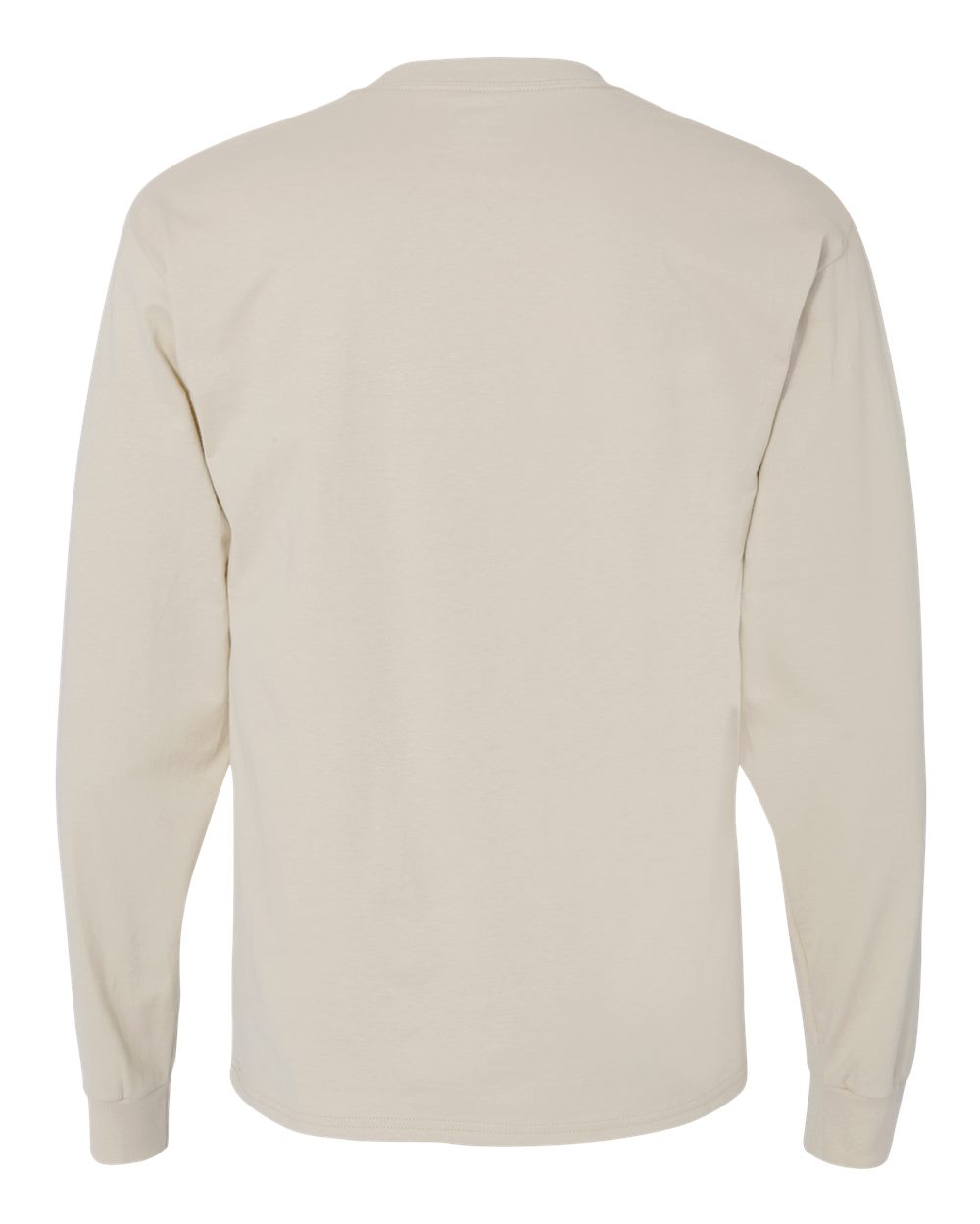 Rear View of Sand Beefy-T® Long Sleeve T-Shirt - 5186