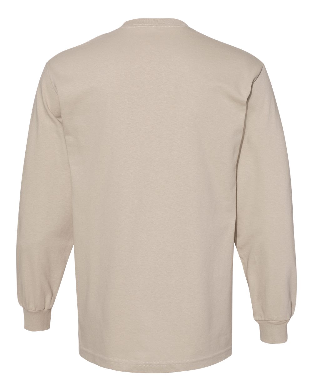 Rear View of Sand Heavyweight Cotton Long Sleeve Tee - 1304