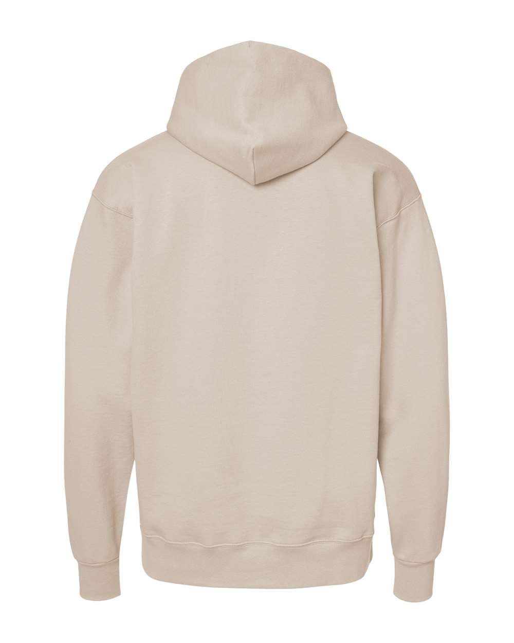 Rear View of Sand Ultimate Cotton® Hooded Sweatshirt - F170