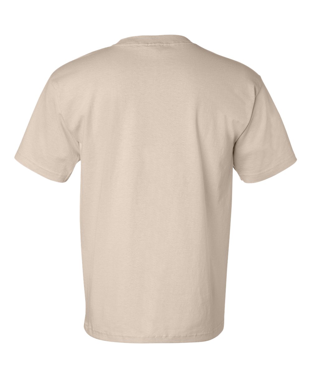 Rear View of Sand USA-Made Pocket T-Shirt - 7100