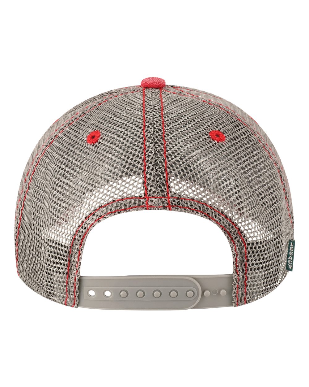 Rear View of Scarlet Red/ Grey Dashboard Trucker Cap - DTA
