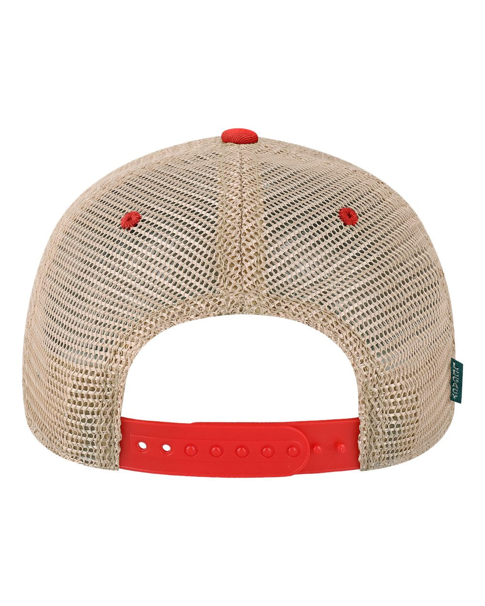 Rear View of Scarlet Red/ Khaki Old Favorite Trucker Cap - OFA