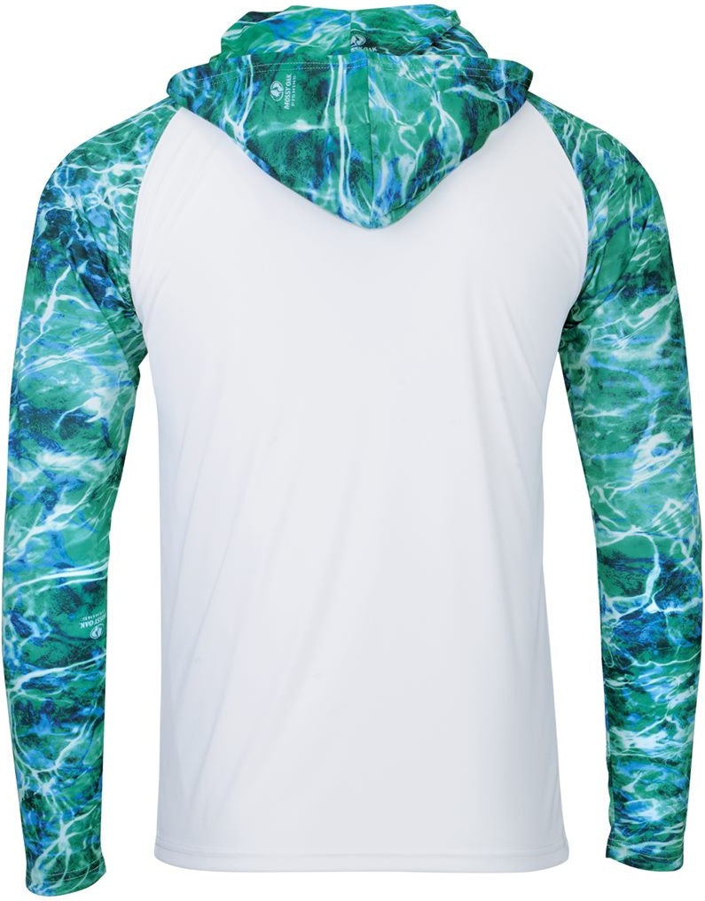 Rear View of Seafoam Biloxi Performance Colorblocked Hoodie - 241