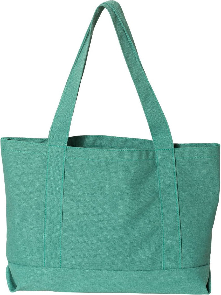 Rear View of Seafoam Green Seaside Cotton Pigment Dyed Resort Tote - 8870