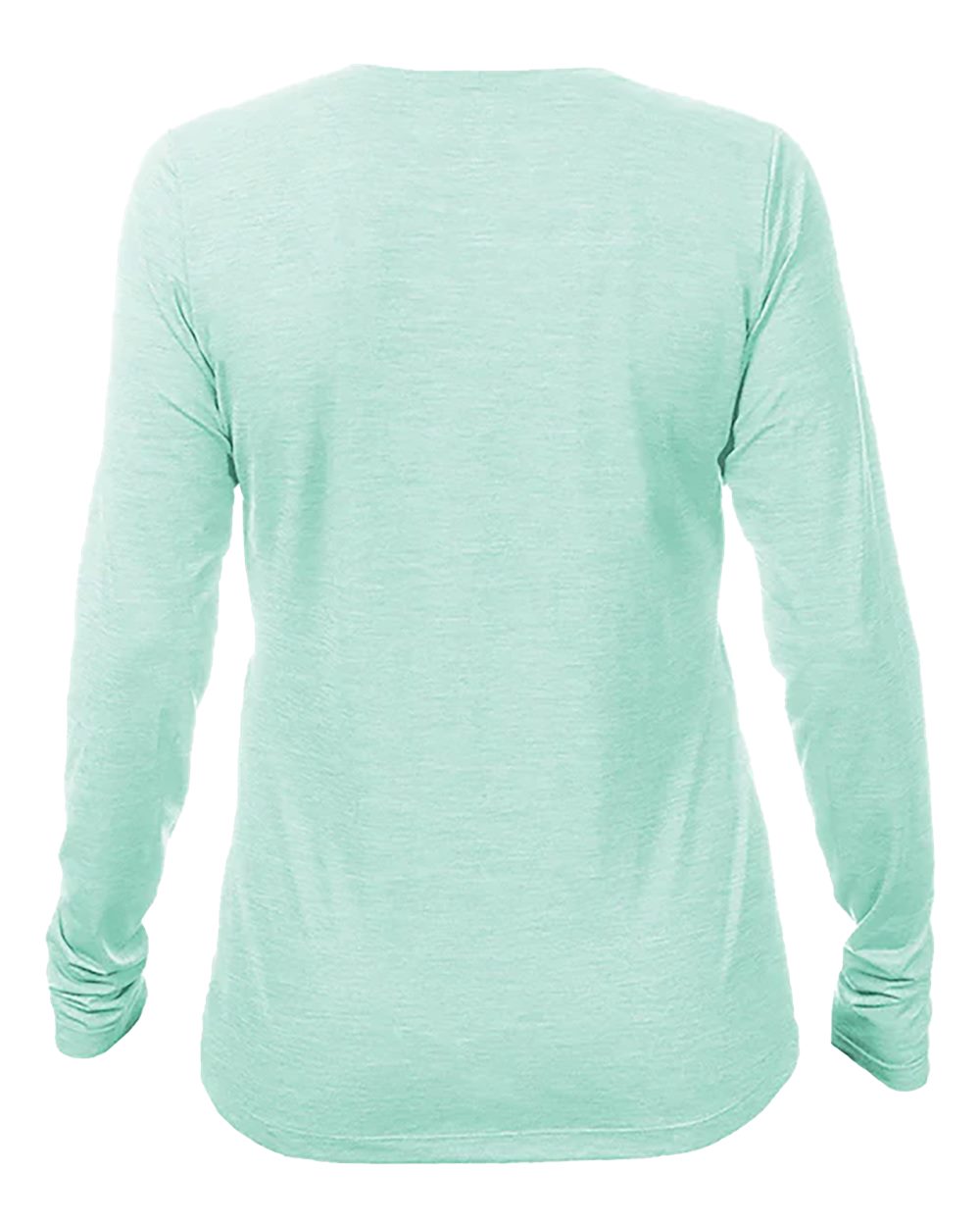 Rear View of Seafoam Heathered Women's Breeze Tech Long Sleeve T-Shirt - WSBRZL0