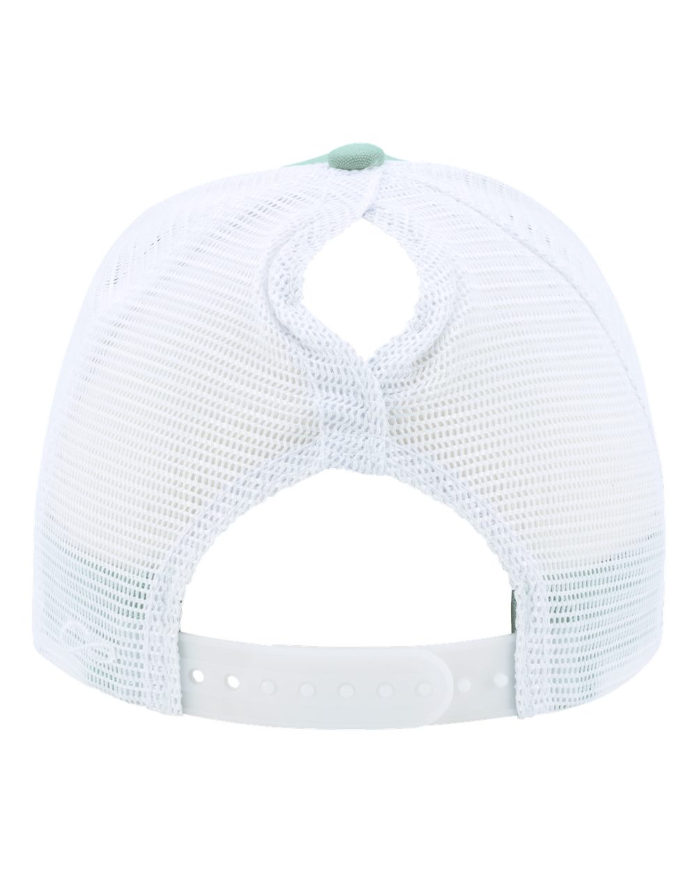 Rear View of Seafoam/ White Women's Modern Trucker Cap - CHARLIE
