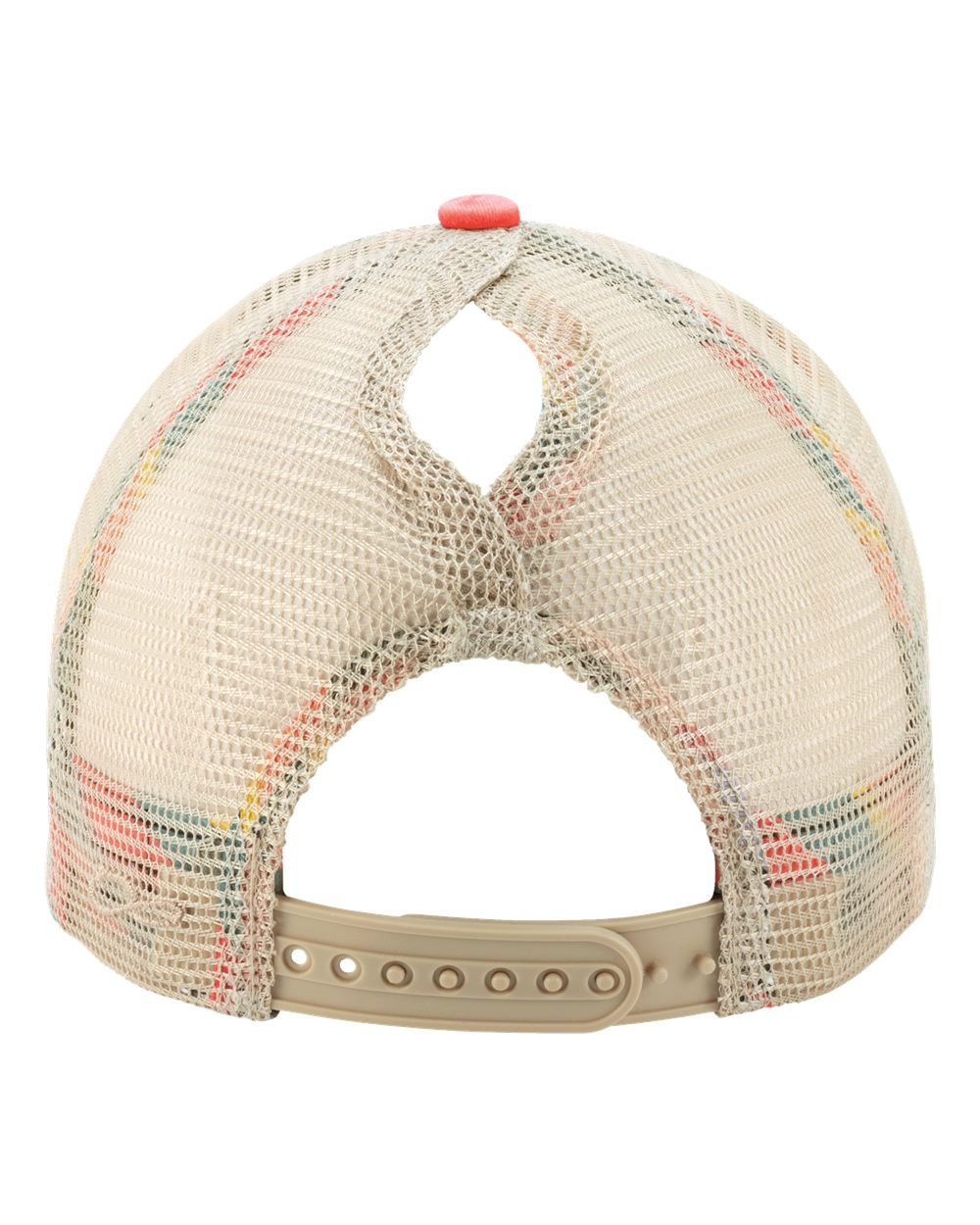 Rear View of Sherbet/ Stripes Women's Washed Mesh-Back Cap - TESS