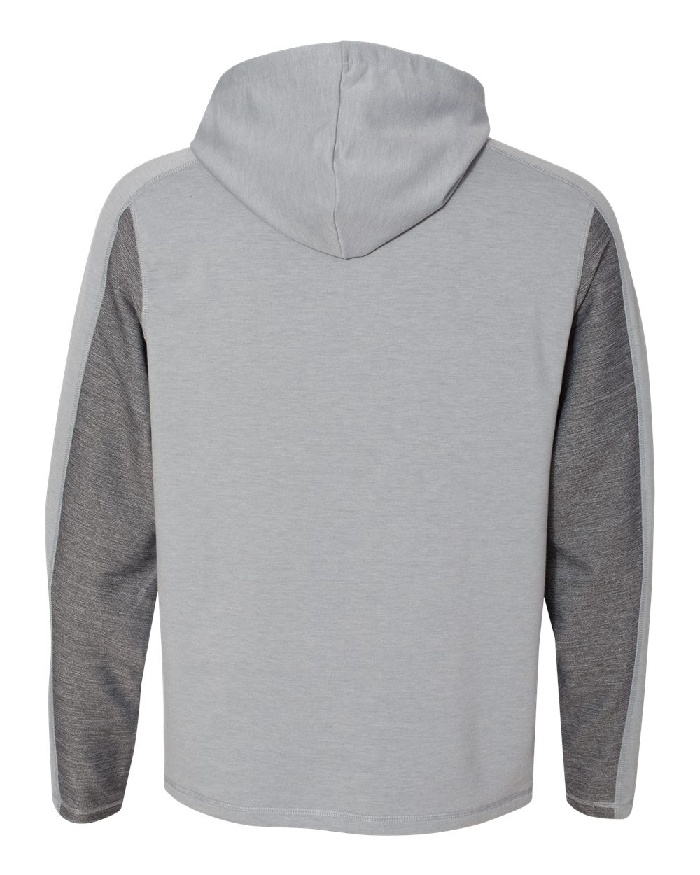 Rear View of Silver Grey Triblend Omega Stretch Hooded Pullover - 8435