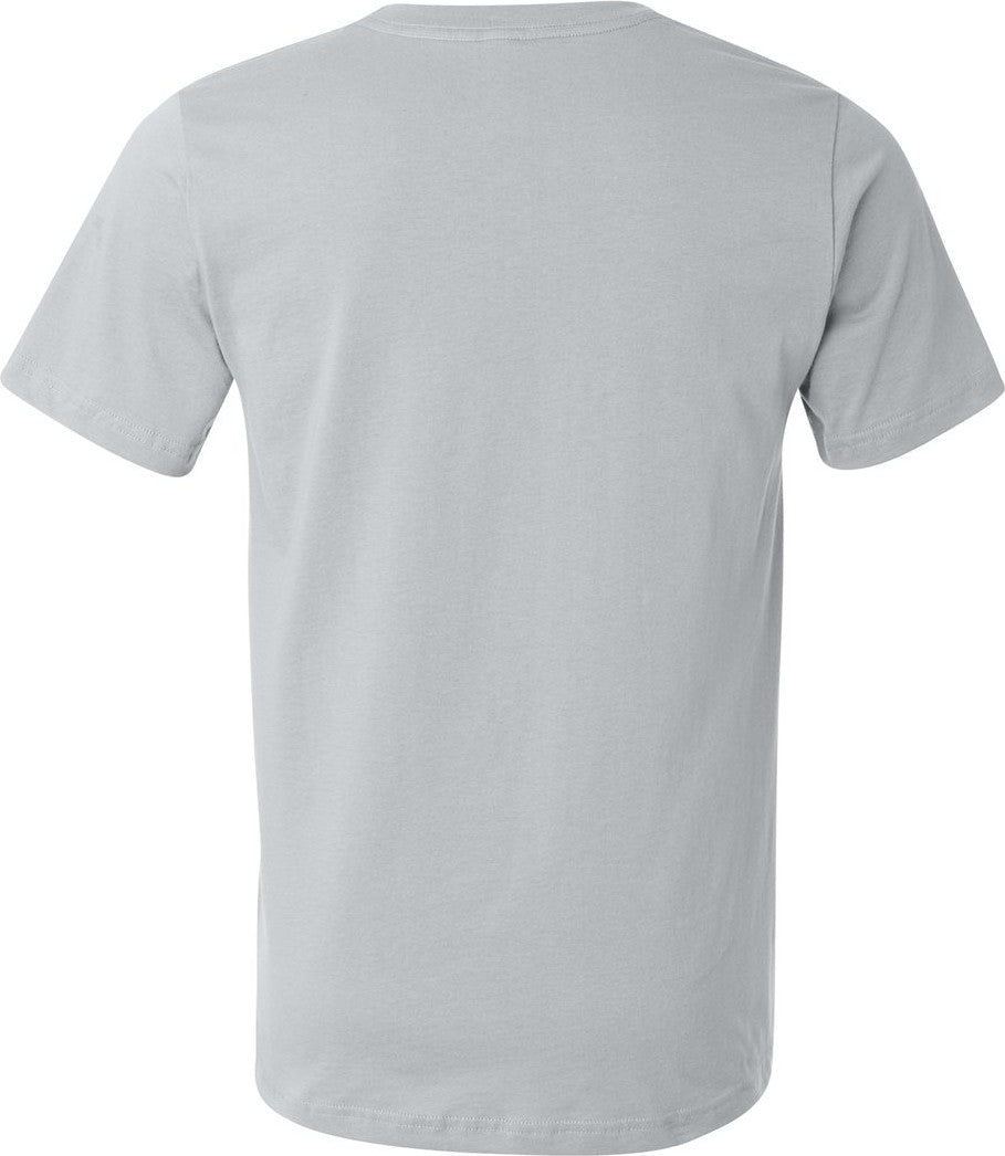 Rear View of Silver USA-Made Jersey Tee - 3001U