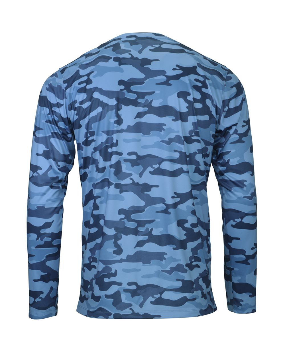 Rear View of Sky Camo Woodland Performance Long Sleeve T-Shirt - 238