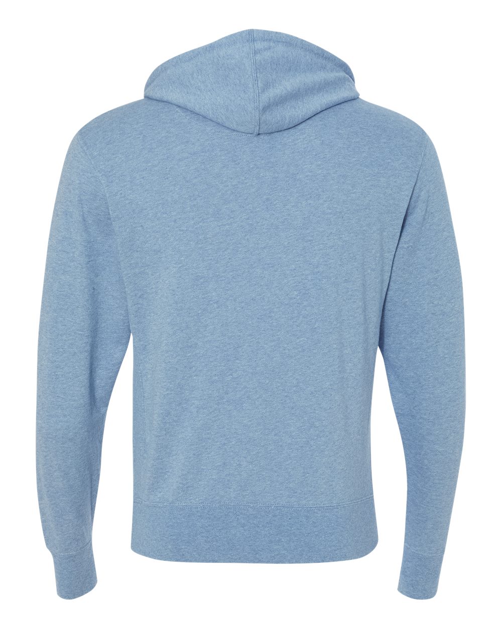 Rear View of Sky Heather Midweight French Terry Hooded Sweatshirt - PRM90HT