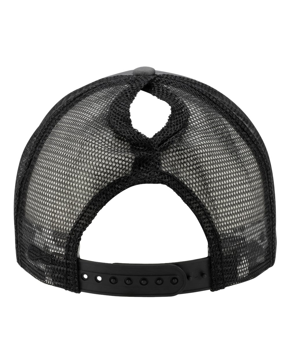 Rear View of Slate/ Black/ Black/ Cow Women's Foam Trucker Cap - ROSIE