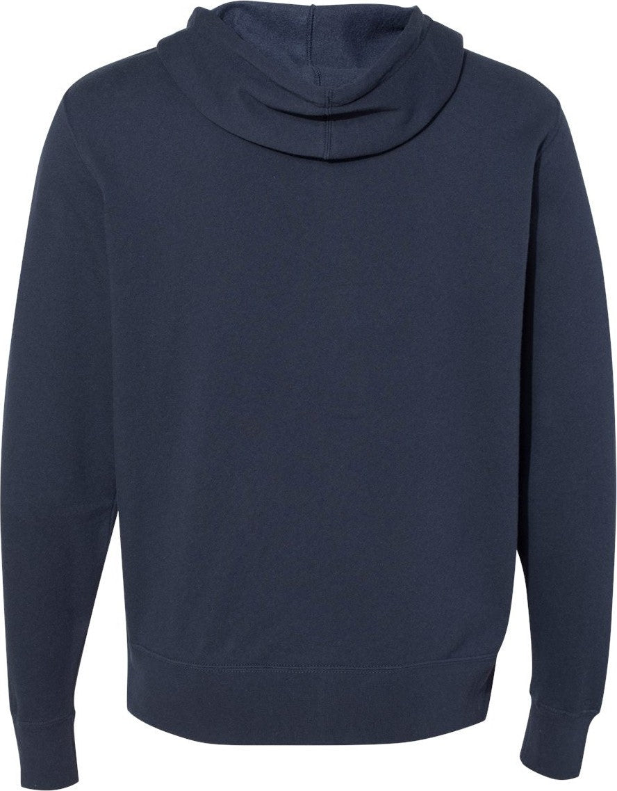 Rear View of Slate Blue Lightweight Full-Zip Hooded Sweatshirt - AFX90UNZ