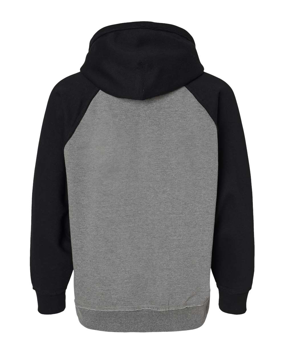 Rear View of Smoke Heather/ Black Vintage Heather Hooded Sweatshirt - 8885