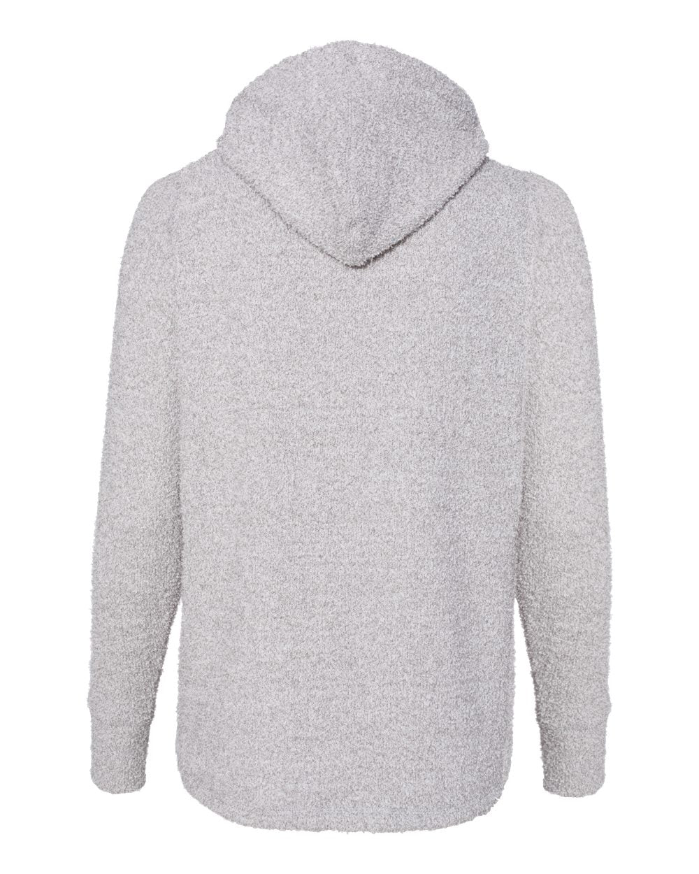 Rear View of Smoke Heather Women’s Teddy Fleece Hooded Pullover - 8680