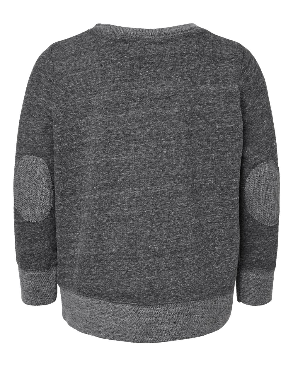 Rear View of Smoke Melange Youth Harborside Mélange French Terry Long Sleeve with Elbow Patches - 2279