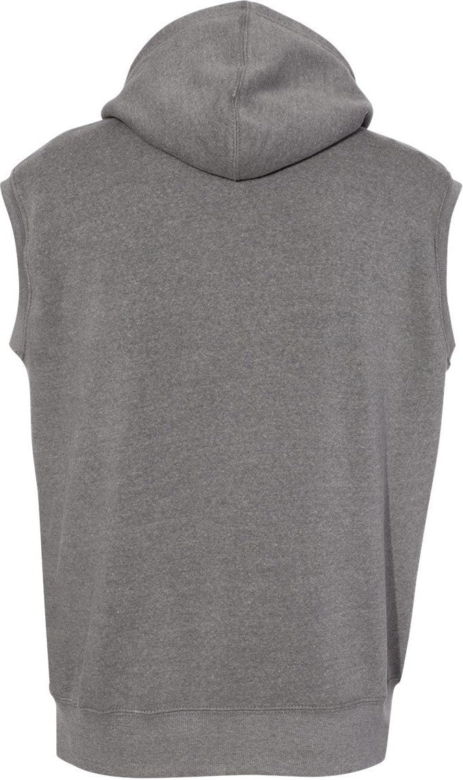 Rear View of Smoke Triblend Triblend Sleeveless Hooded Sweatshirt - 8877