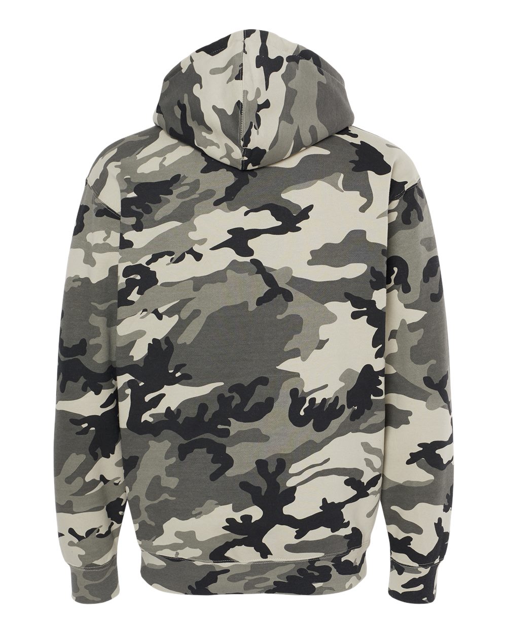 Rear View of Snow Camo Heavyweight Hooded Sweatshirt - IND4000