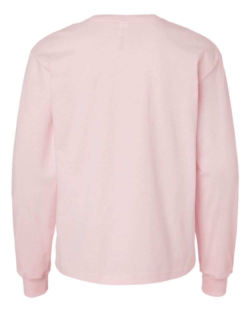 Rear View of Soft Pink Youth 6oz. Heavyweight Long Sleeve Tee - 3511Y