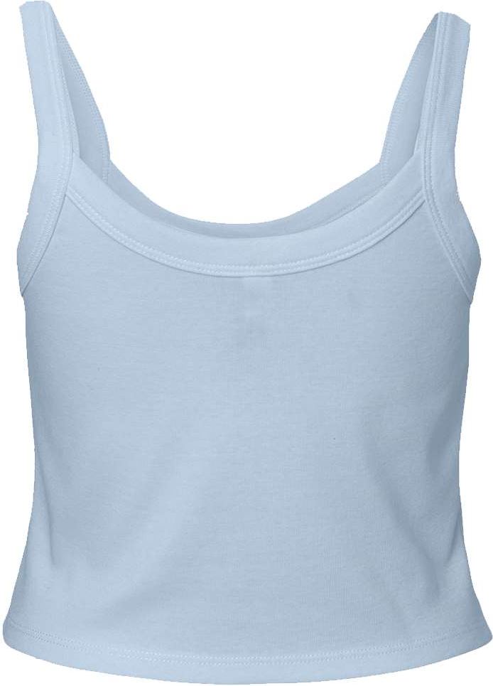 Rear View of Solid Baby Blue Blend Women's Micro Rib Spaghetti Strap Tank - 1012