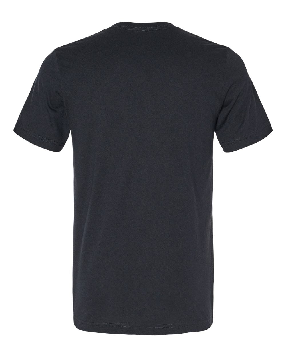 Rear View of Solid Black Blend Heather CVC V-Neck Tee - 3005CVC