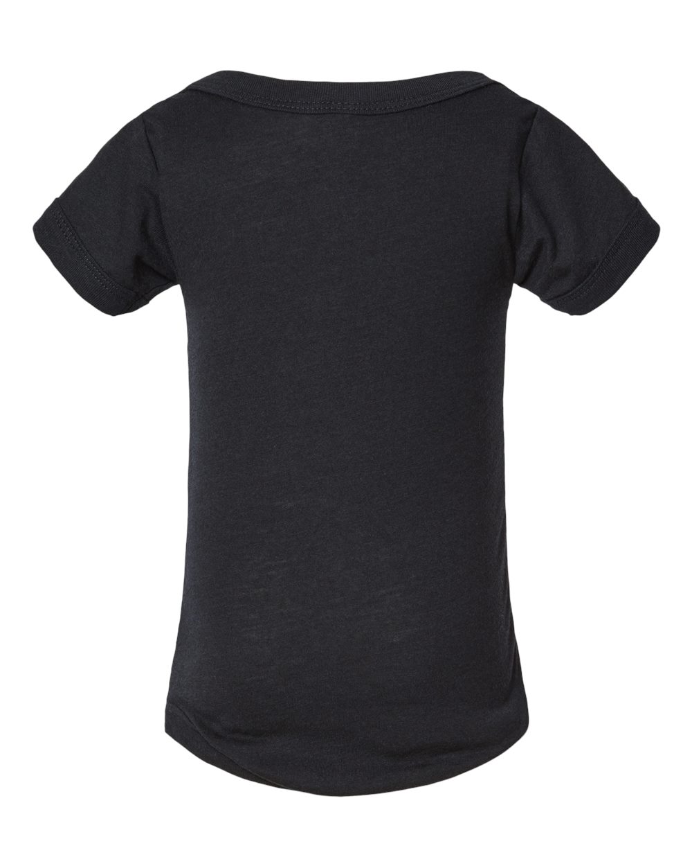 Rear View of Solid Black Triblend Infant Triblend Short Sleeve One Piece - 134B