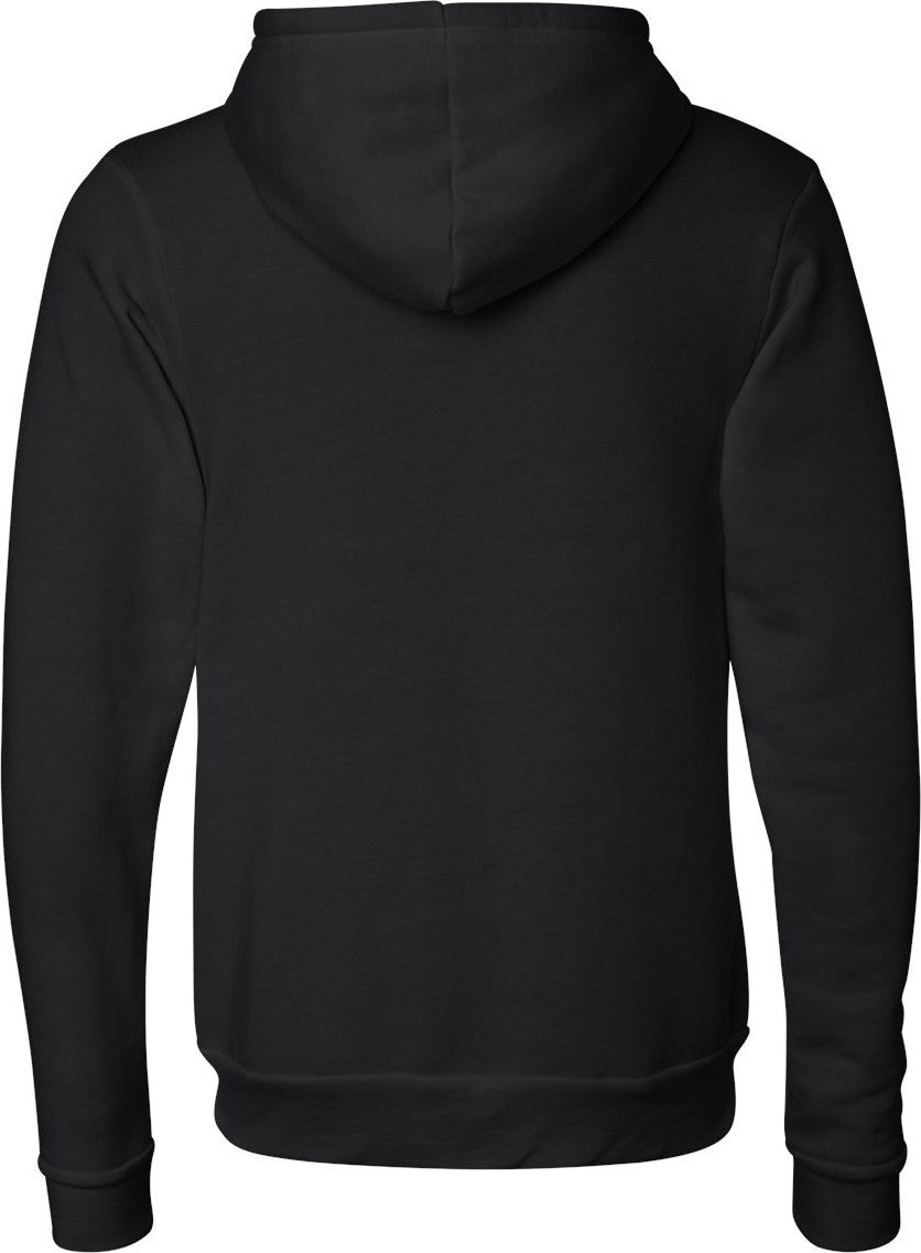Rear View of Solid Black Triblend Triblend Sponge Fleece Full-Zip Hoodie - 3909
