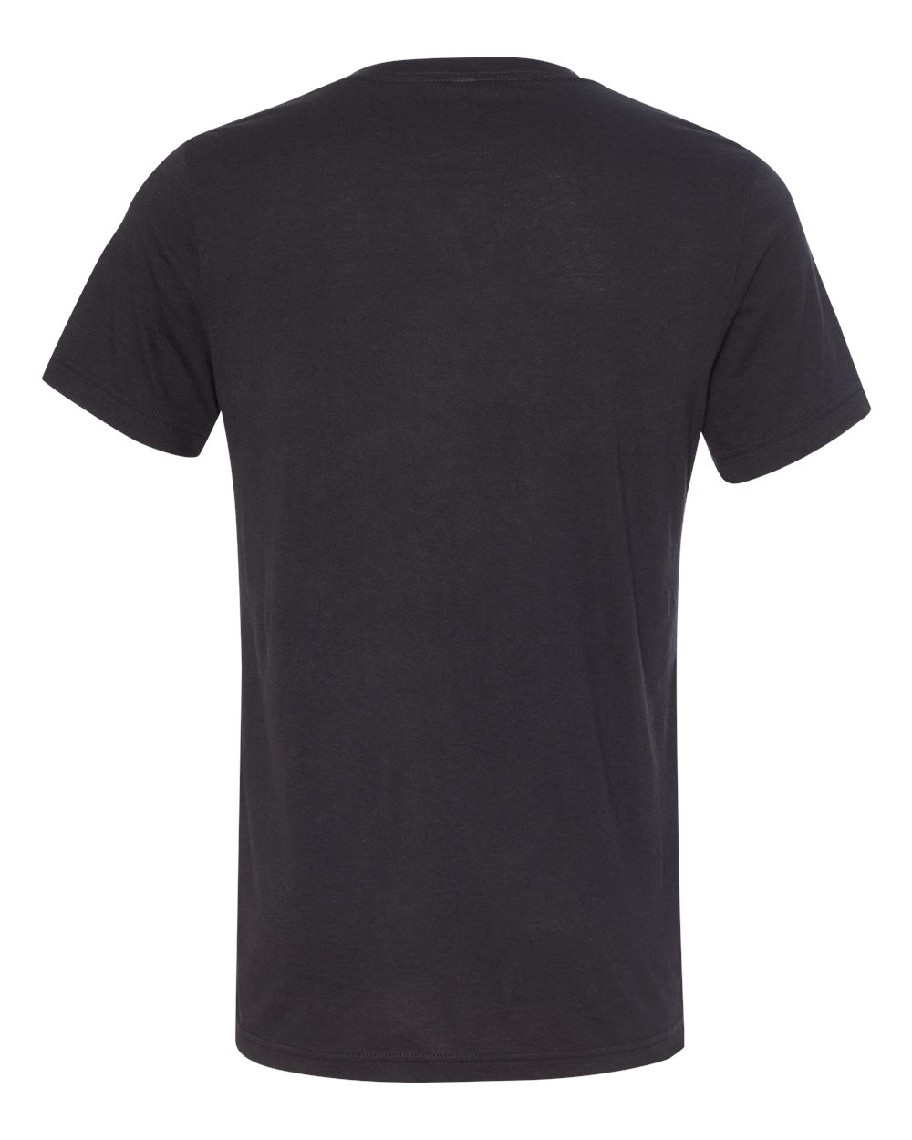 Rear View of Solid Black Triblend Triblend V-Neck Short Sleeve Tee - 3415