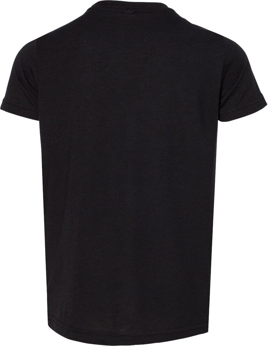 Rear View of Solid Black Triblend Youth Triblend Tee - 3413Y