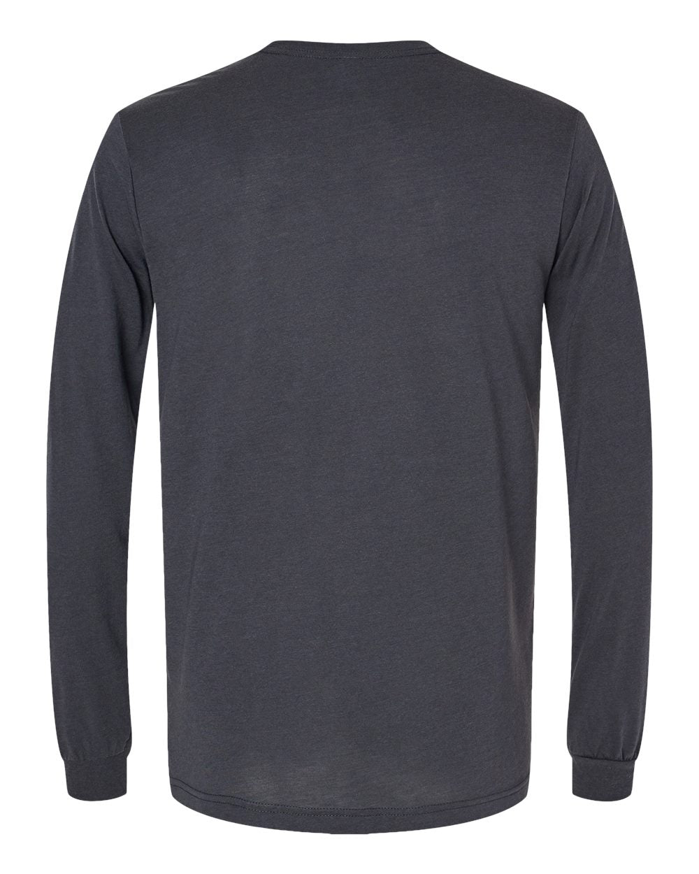Rear View of Solid Dark Grey Triblend Triblend Long Sleeve Tee - 3513