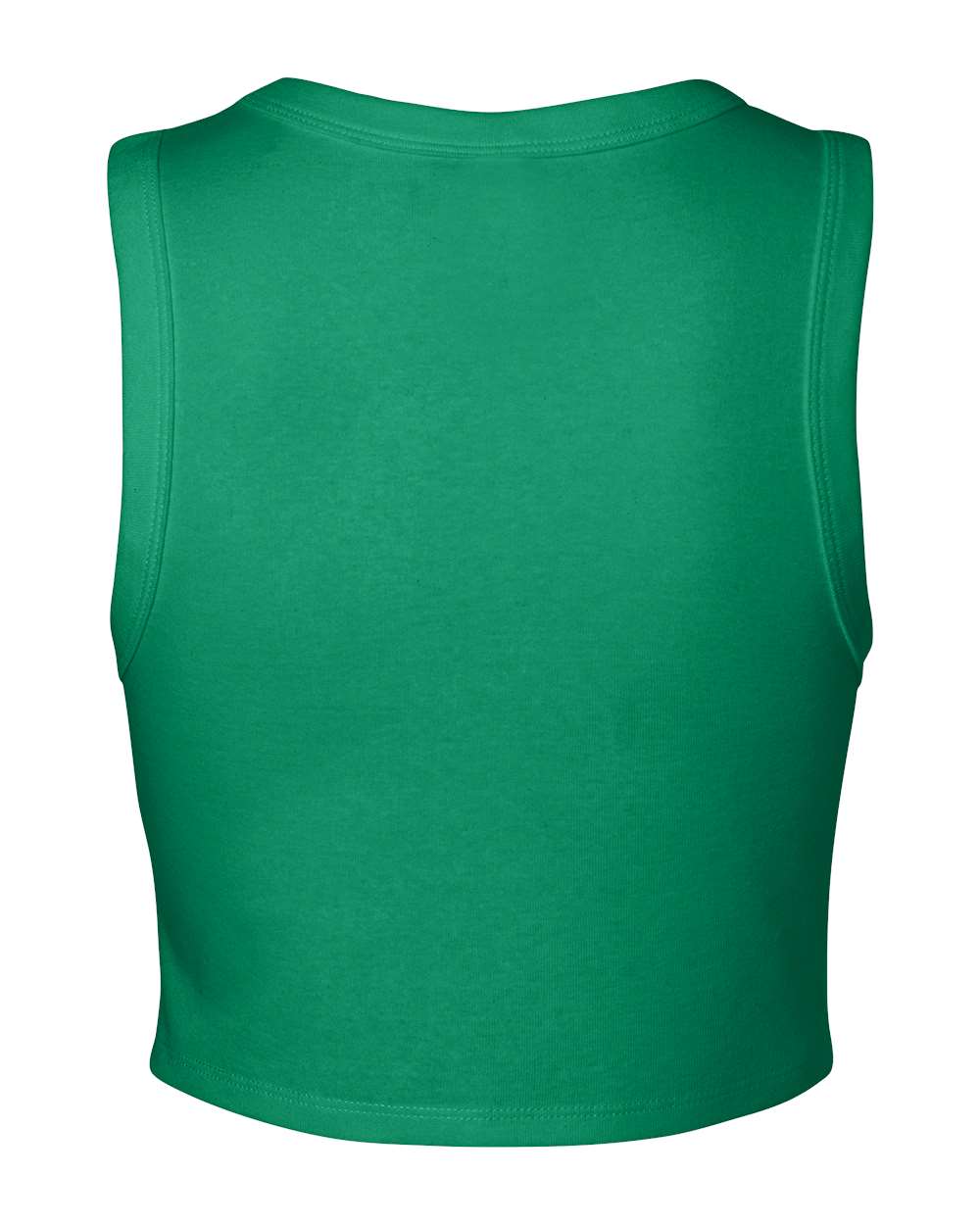 Rear View of Solid Kelly Blend Women's Micro Rib Muscle Crop Tank - 1013