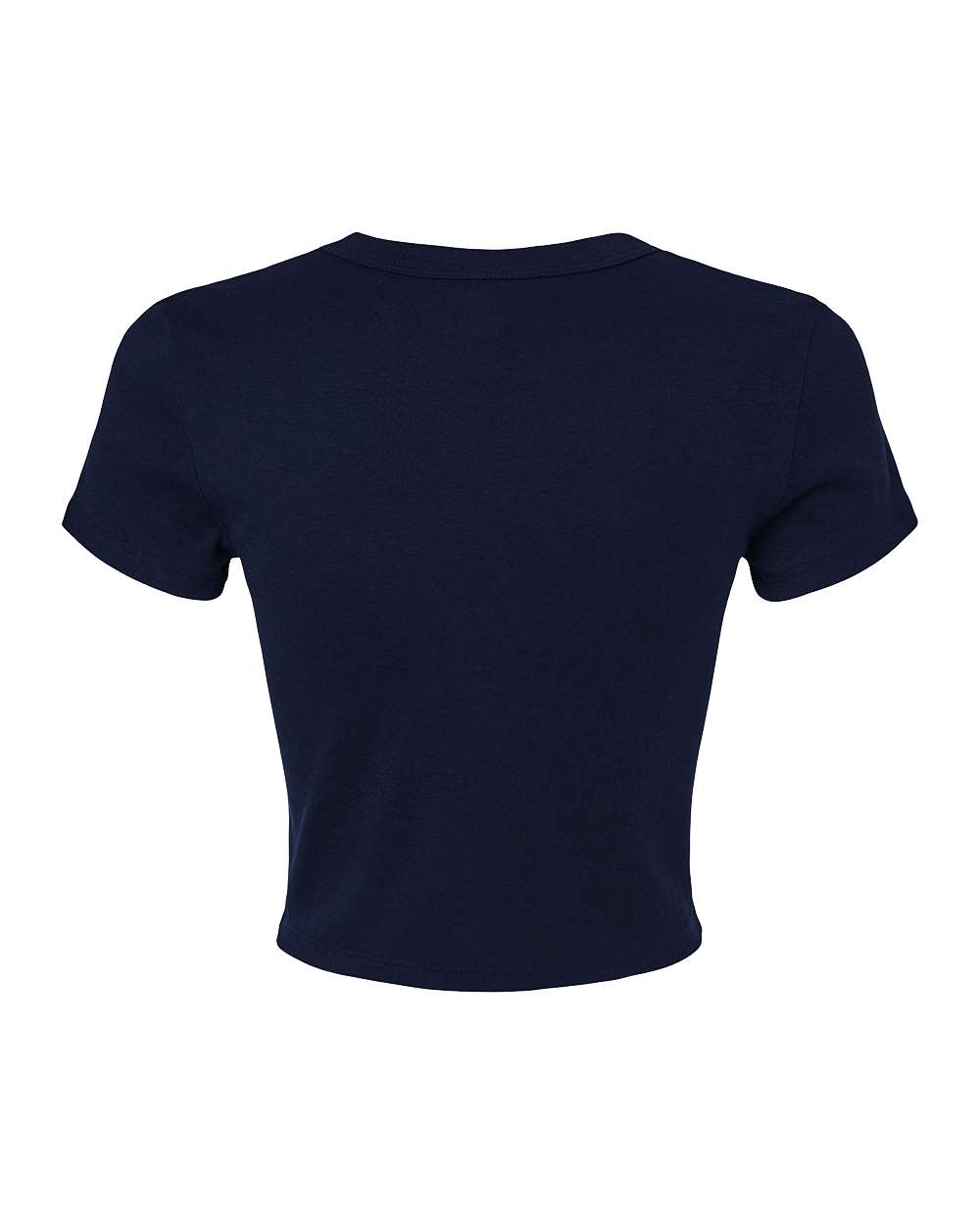 Rear View of Solid Navy Blend Women's Micro Rib Baby Tee - 1010
