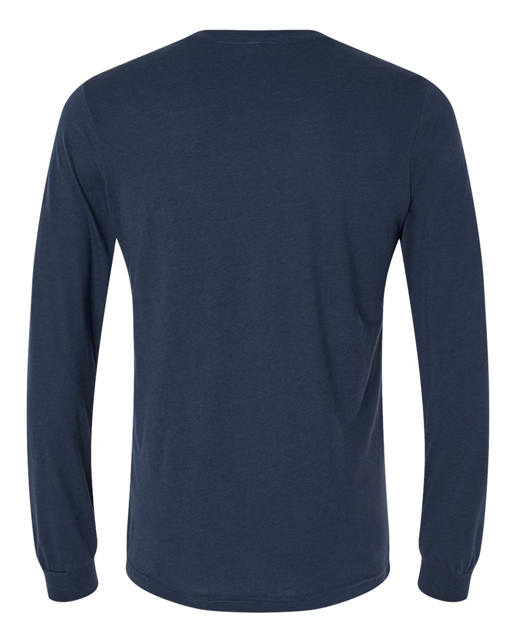 Rear View of Solid Navy Triblend Triblend Long Sleeve Tee - 3513