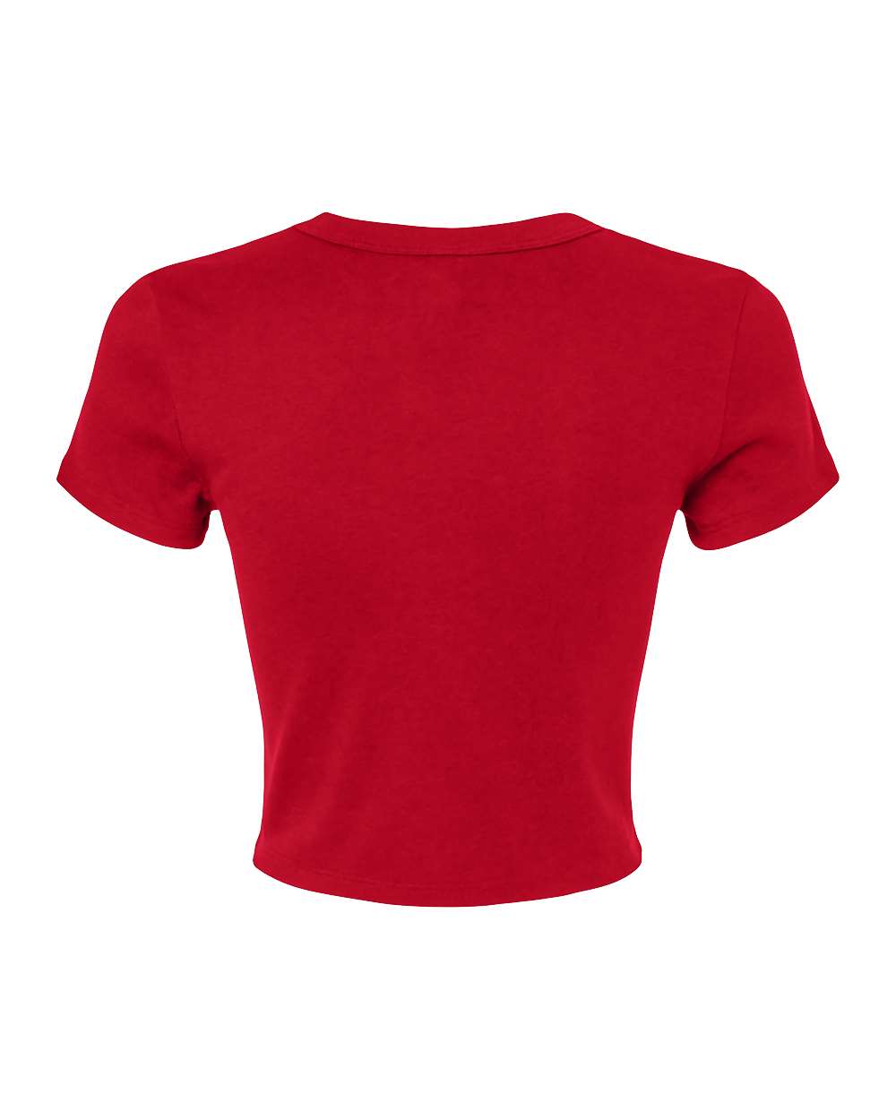 Rear View of Solid Red Blend Women's Micro Rib Baby Tee - 1010
