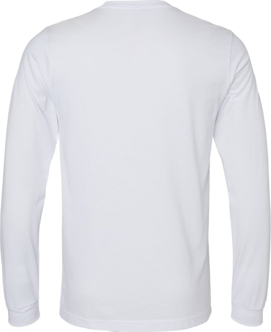 Rear View of Solid White Blend Heather CVC Long Sleeve Tee - 3501CVC