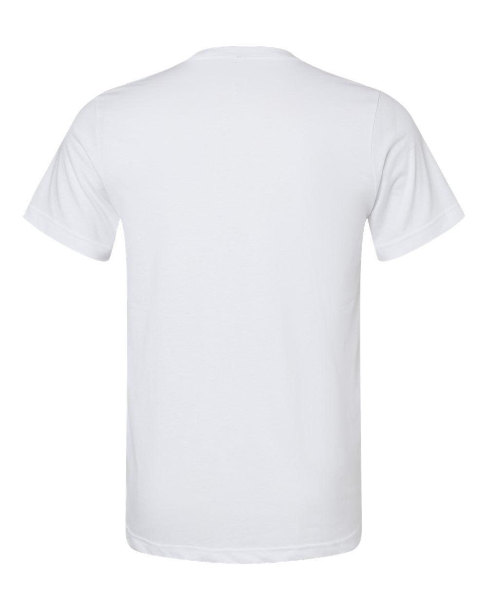 Rear View of Solid White Blend Heather CVC V-Neck Tee - 3005CVC