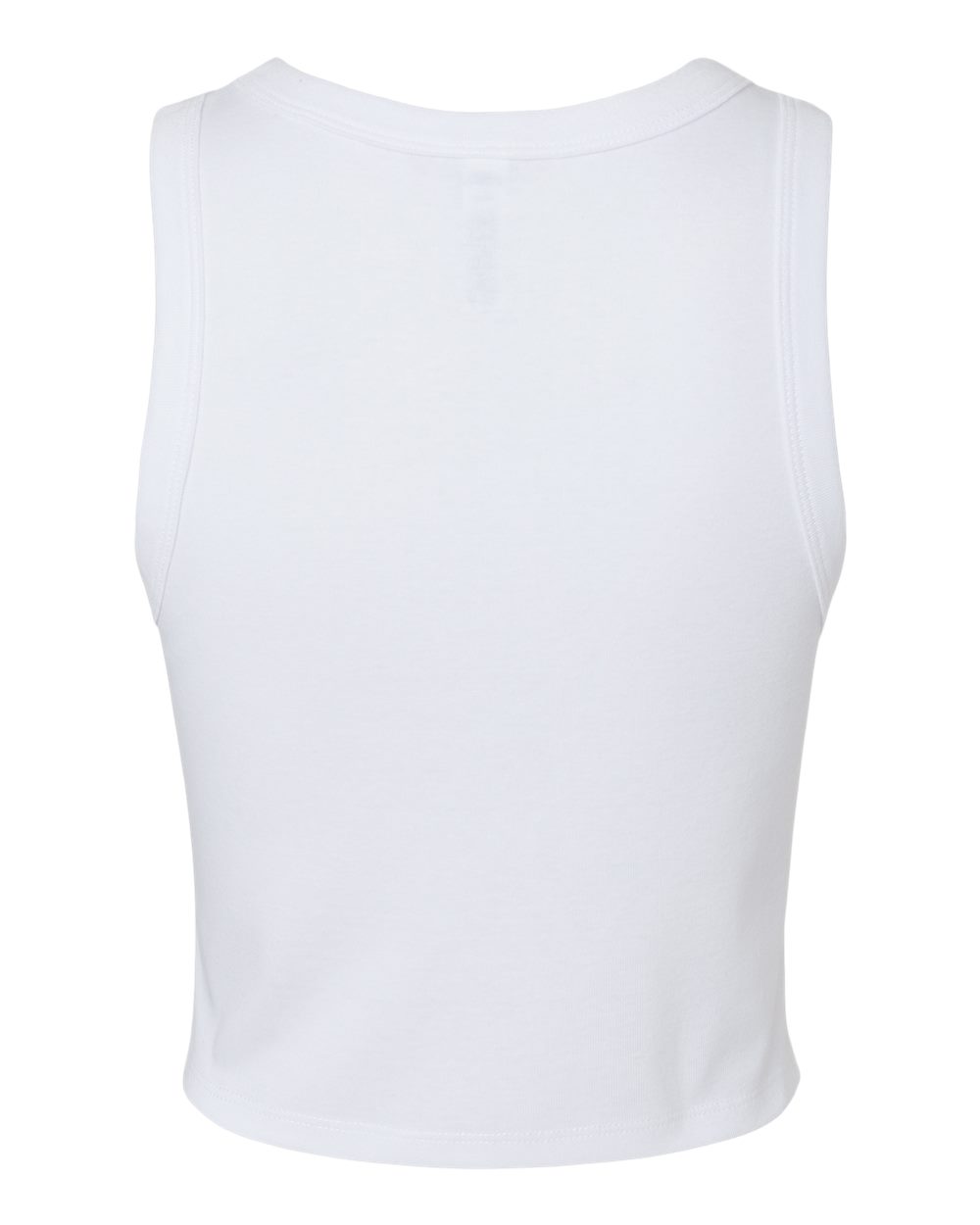 Rear View of Solid White Blend Women's Micro Rib Racer Tank - 1019