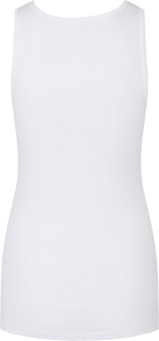Rear View of Solid White Blend Women's Micro Rib Tank - 1081