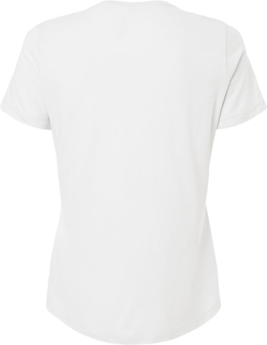 Rear View of Solid White Blend Women’s Relaxed Fit Heather CVC Tee - 6400CVC