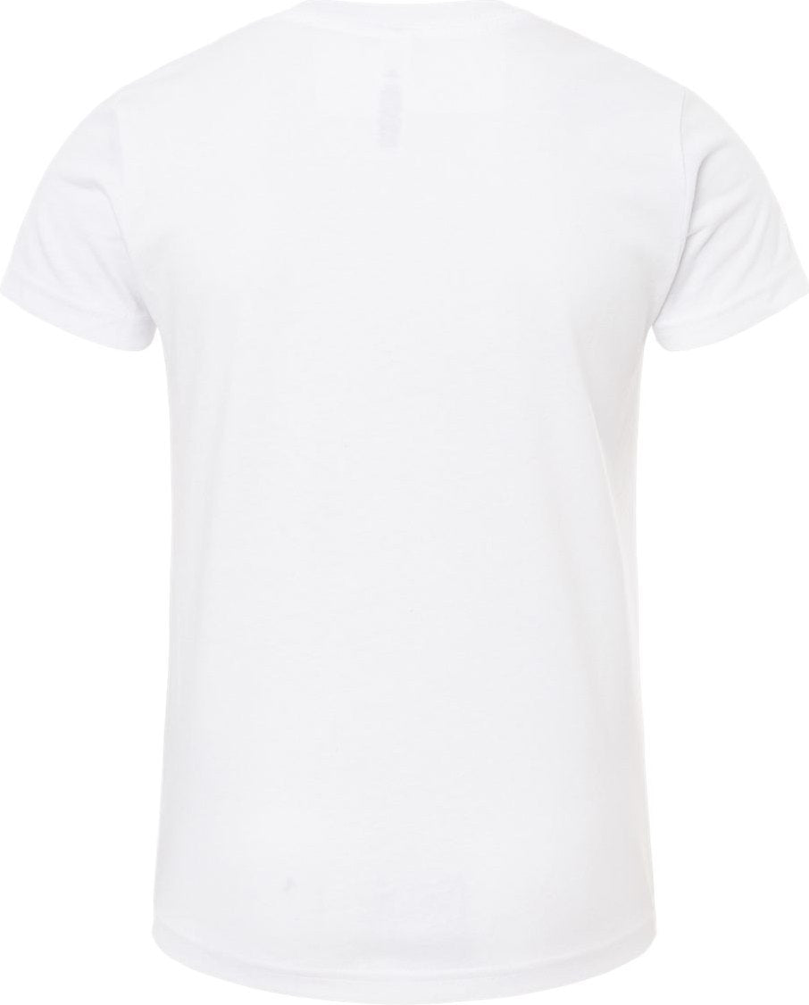 Rear View of Solid White Blend Youth CVC Jersey Tee - 3001YCVC