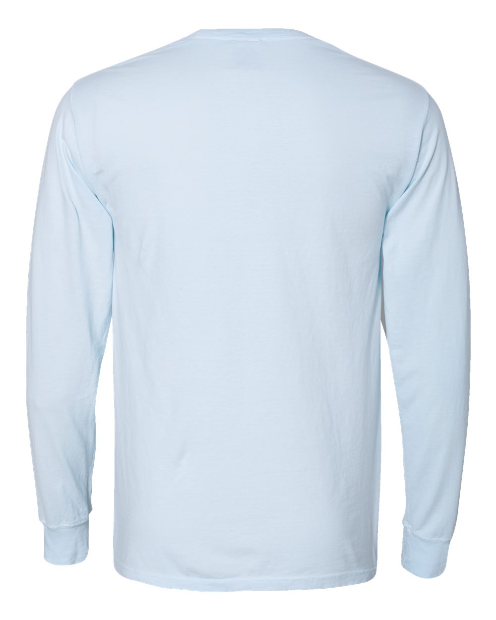 Rear View of Soothing Blue Garment-Dyed Long Sleeve T-Shirt - GDH200