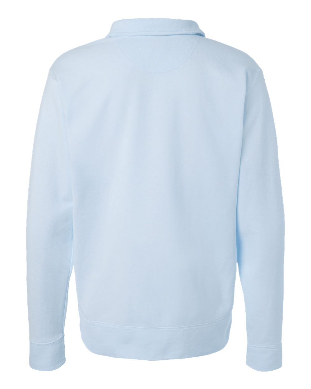 Rear View of Soothing Blue Garment-Dyed Polo Collar Sweatshirt - GDH490