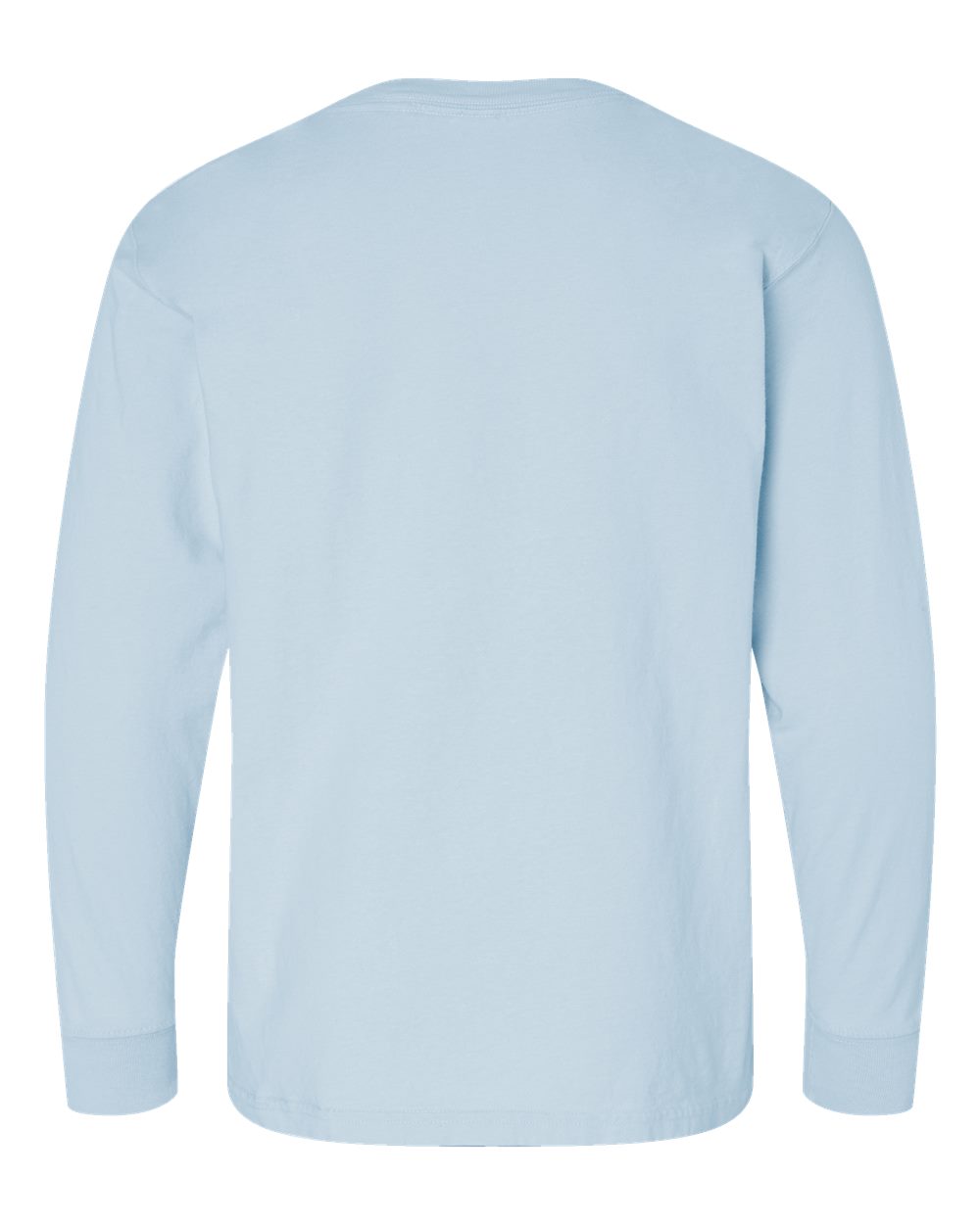 Rear View of Soothing Blue Garment-Dyed Youth Long Sleeve T-Shirt - GDH275