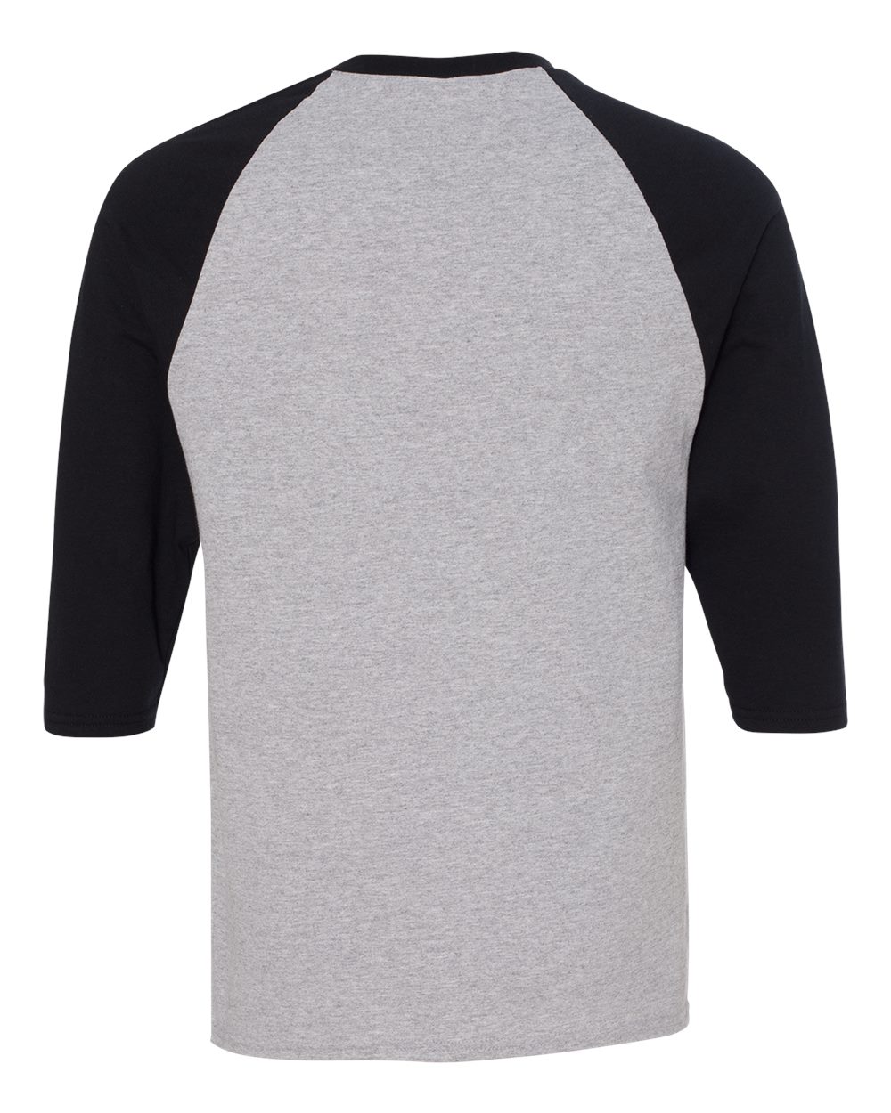 Rear View of Sport Grey/ Black Heavy Cotton™ Raglan Three-Quarter Sleeve T-Shirt - 5700